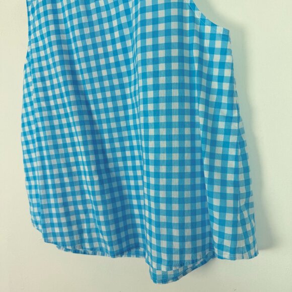 J. Crew Factory High-Neck Swing Top Sleeveless Blue Gingham Size Medium M - Picture 11 of 11